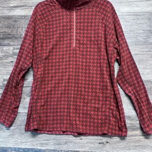 Columbia Red Houndstooth Sweatshirt Half Zip Womens 1X